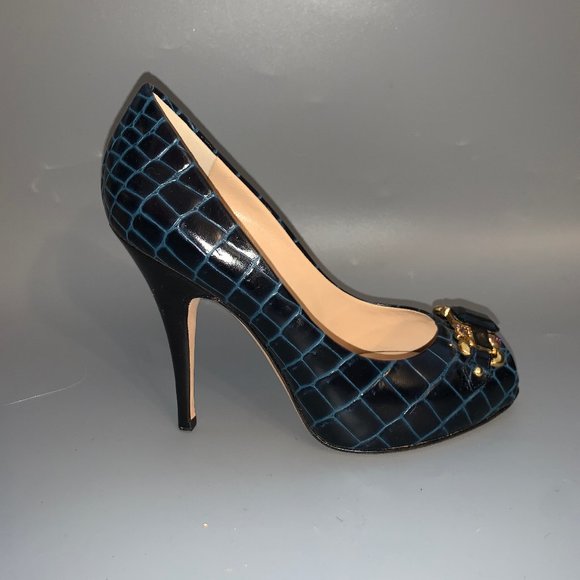 Giuseppe Zanotti Embossed Peep-Toe Pumps - Picture 3 of 7